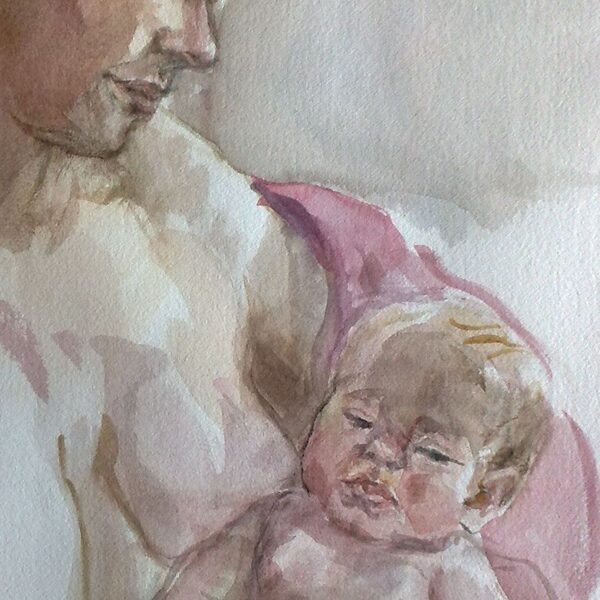 "Mutterliebe", Aquarell auf Büttenpapier