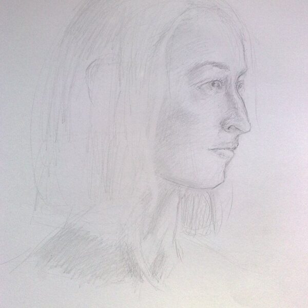 "Weibliches Portät", Bleistift