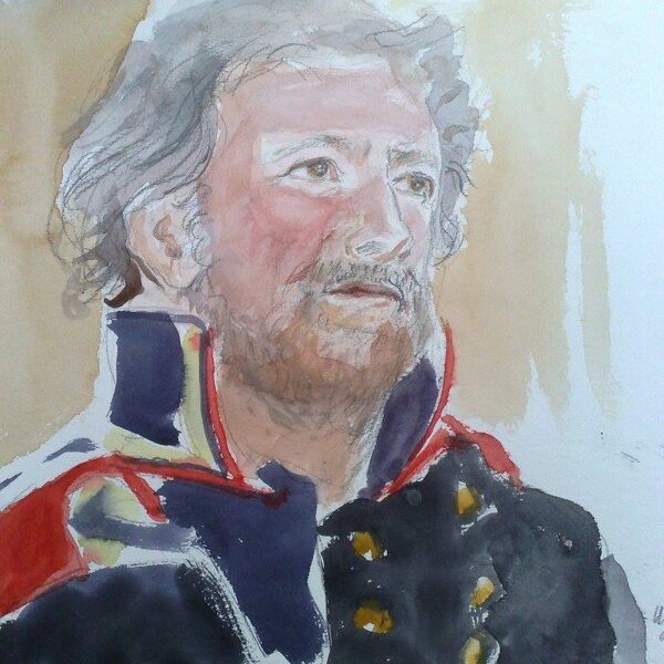 "Porträt eines Mannes in historischem Kostüm", Aquarell