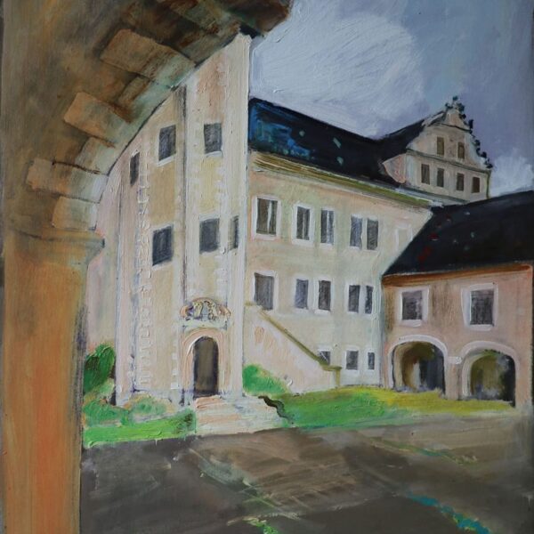 "Schloss in Coswig (Anhalt)", Öl auf Pappe