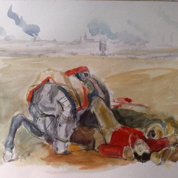 "Völkerschlacht 1813, Leipzig", Aquarell-Kunstkopie nach Details von Peter von Hess