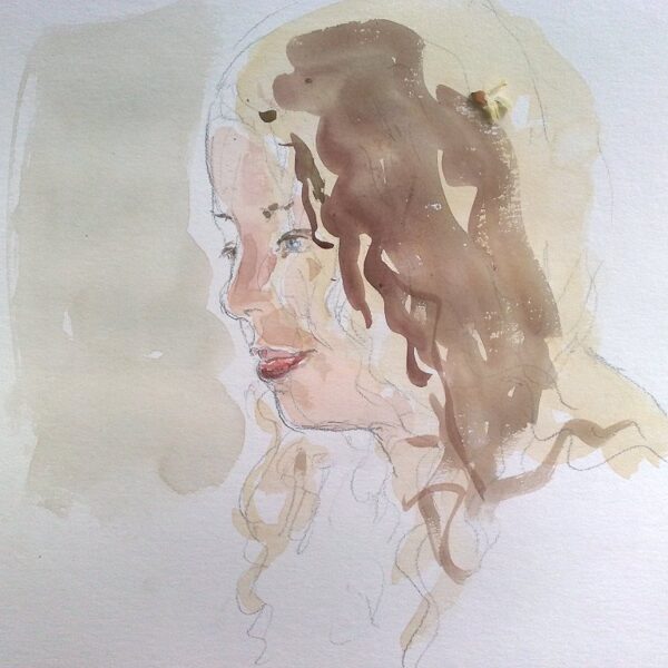 Strassenporträt eines Mädchen, Aquarell