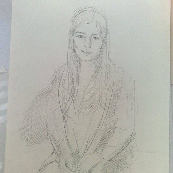 "Ritratto di strada di una ragazza ad Halle", matita