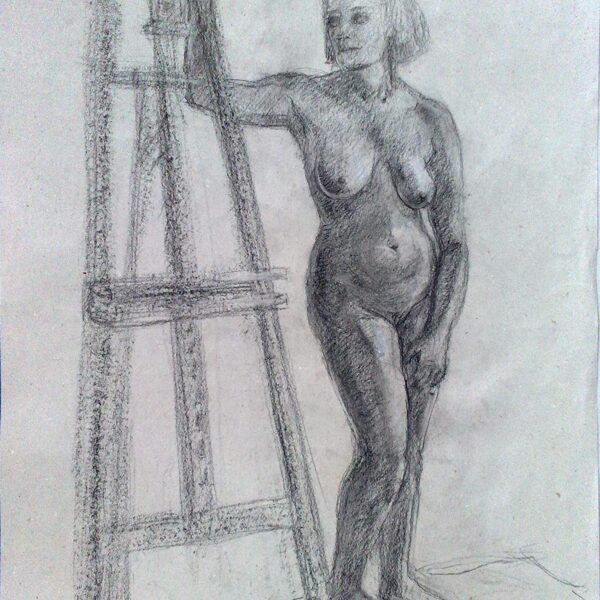 "La modella", matita e carboncino