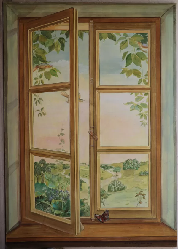 „Frühlingsfenster“, Tempera auf Leinwand