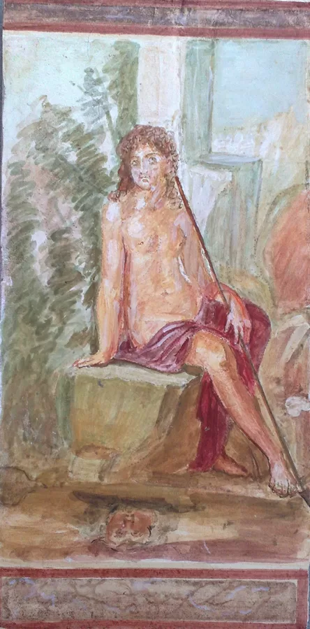 "Sitzende Figur", Fresko Panel im pompejanischen Stil