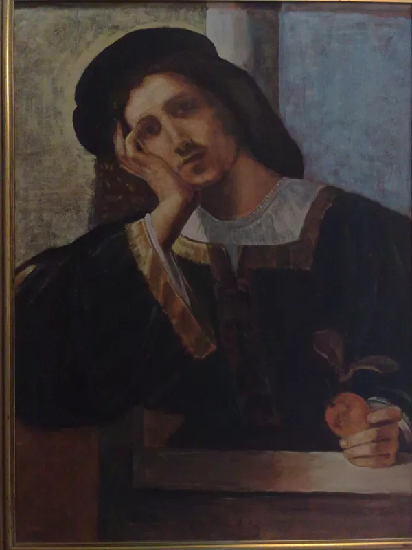 "Der Verträumte", Kunstkopie nach dem "Doppelporträt" von Giorgione, Öl auf Leinwand