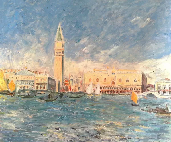 "Venezia, Palazzo Ducale", copia d'arte da Auguste Renoir, olio su tela