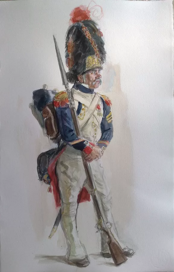 "Interprete di un soldato francese", tempera