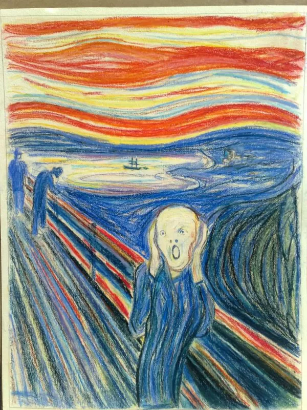 "Grido moderno", copia d'arte da Edvard Munch, pastello