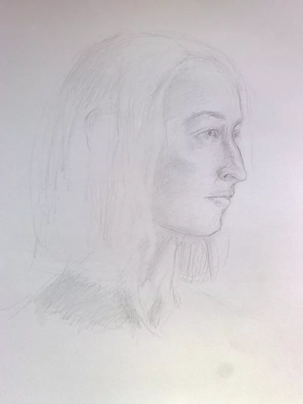 "Ritratto femminile", matita