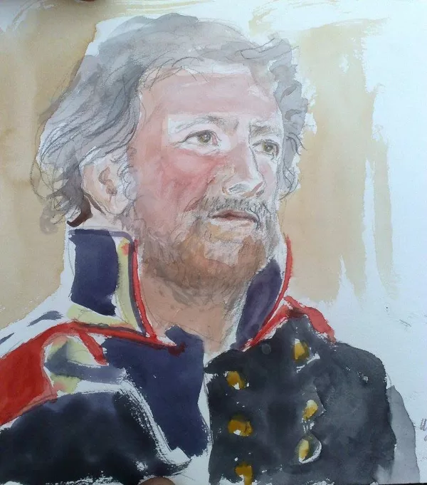 "Ritratto di uomo in costume storico", aquerello