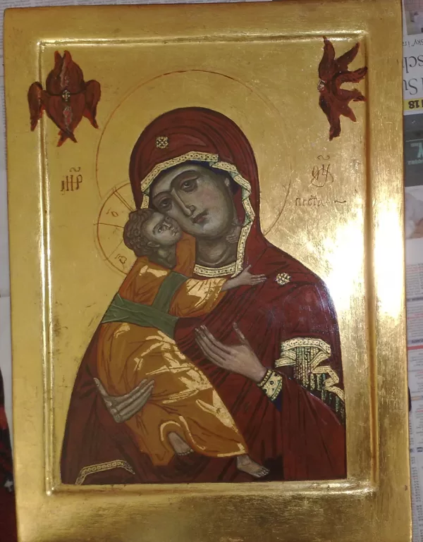 "Icona Madre di Dio", soggetto, materiali e realizzazione secondo la tradizione russa
