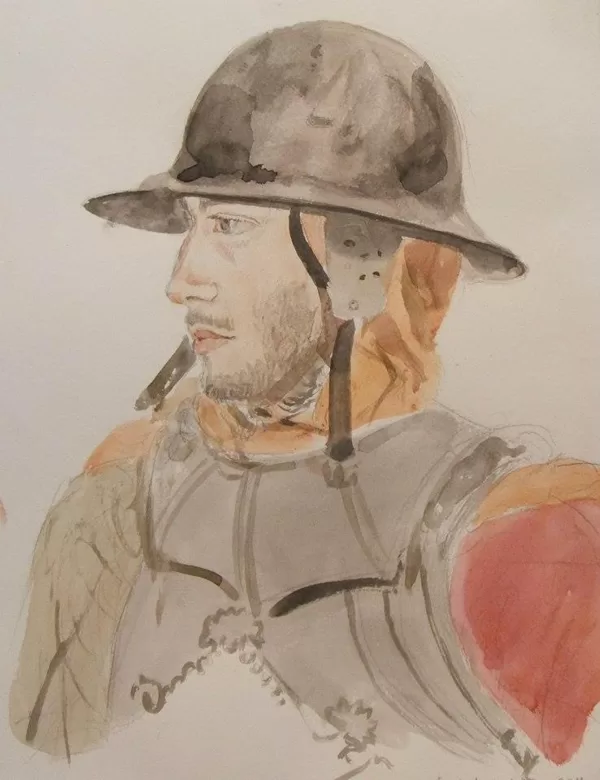 "Alex in costume medievale", acquerello