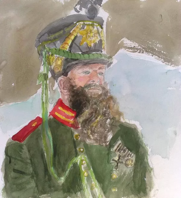 "Ritratto di uomo in costume storico", aquerello