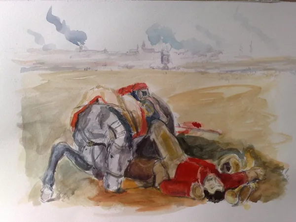 "Battaglia delle Nazioni di Lipsia, 1813", copia d'arte ad acquerello da Peter von Hess